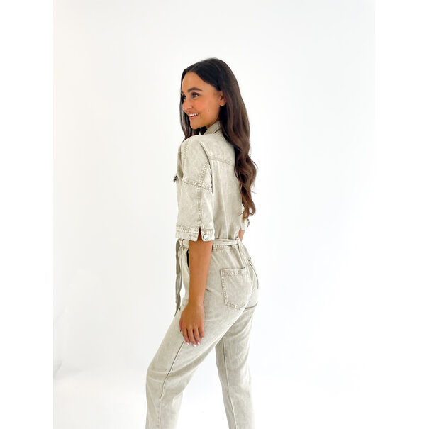 Lexi Denim Jumpsuit | Beige