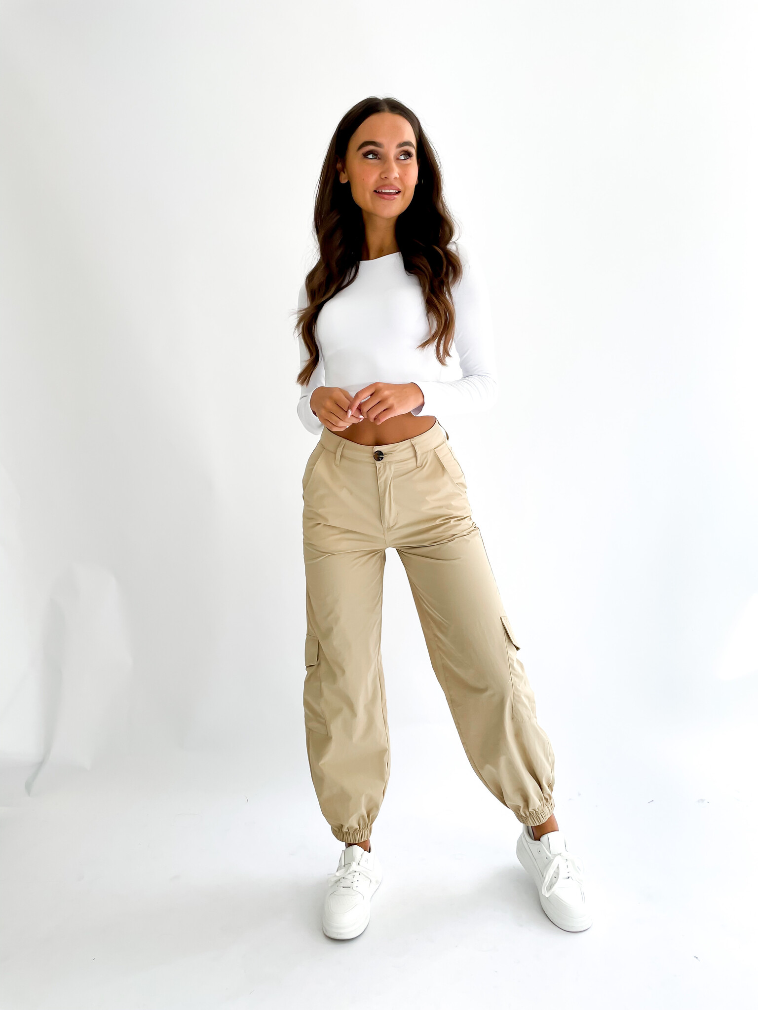 Cargo Parachute Pants | Beige