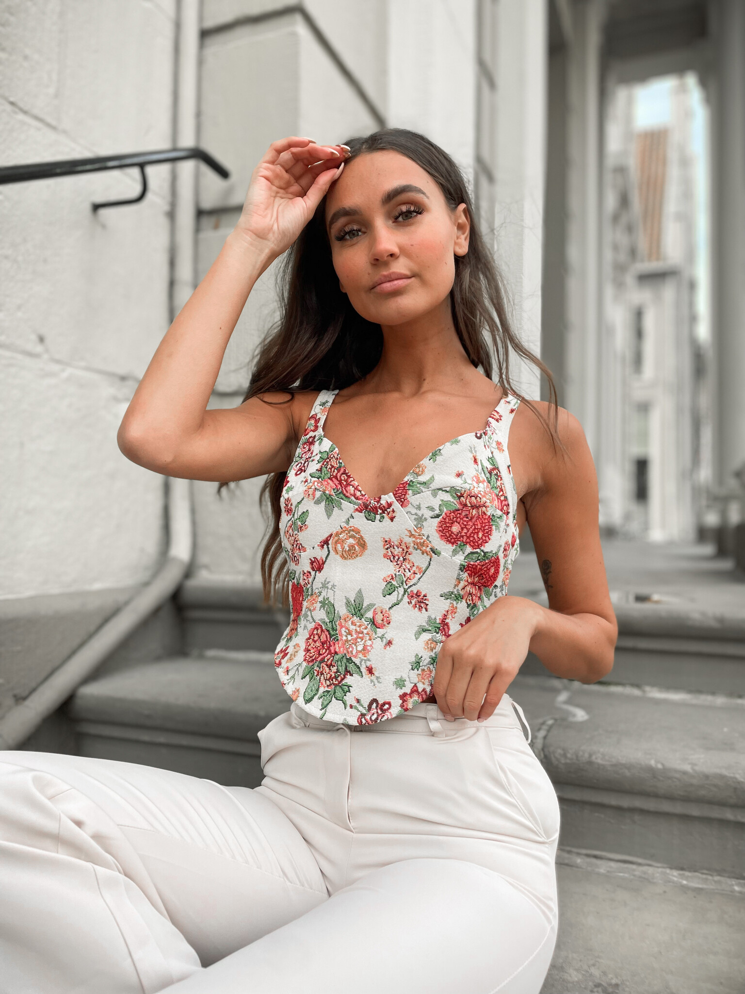 Aansluitende bloemen top | Flower corset top | Winkeltje van Lynn