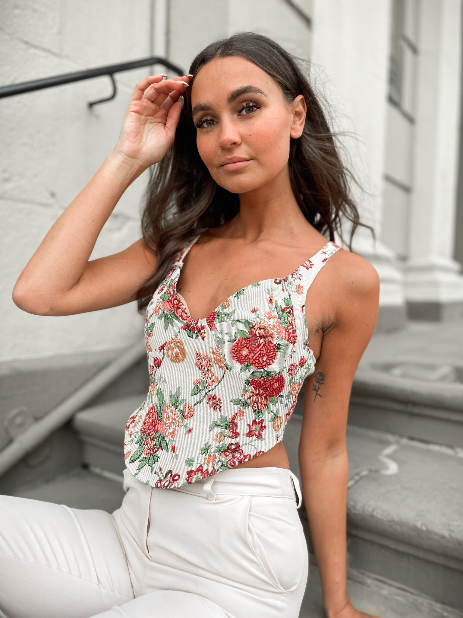 Aansluitende bloemen top | Flower corset top | Winkeltje van Lynn