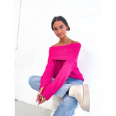 Laura Off Shoulder Sweater | Fuschia