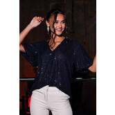 Glitter Shirt Long | Blue