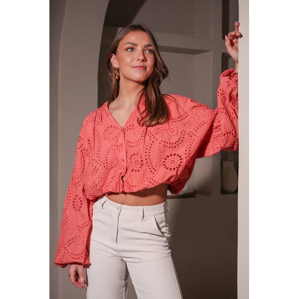 Evy Broderie Blouse | Blush