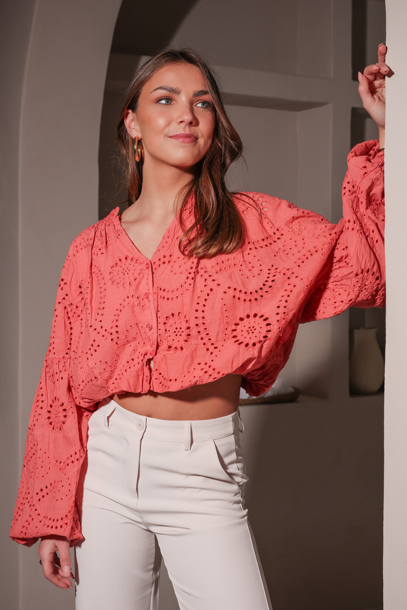 Evy Broderie Blouse | Blush