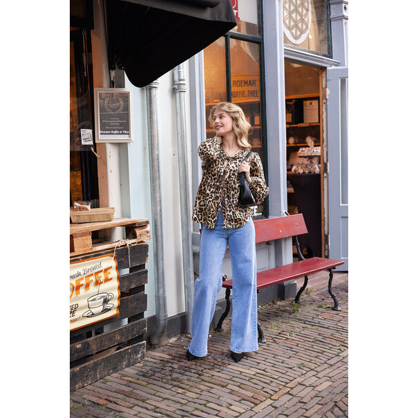 Leopard Blouse Met Strikjes