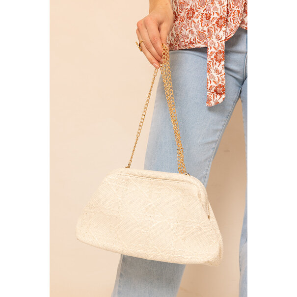 Geweven Clutch Tas | Beige