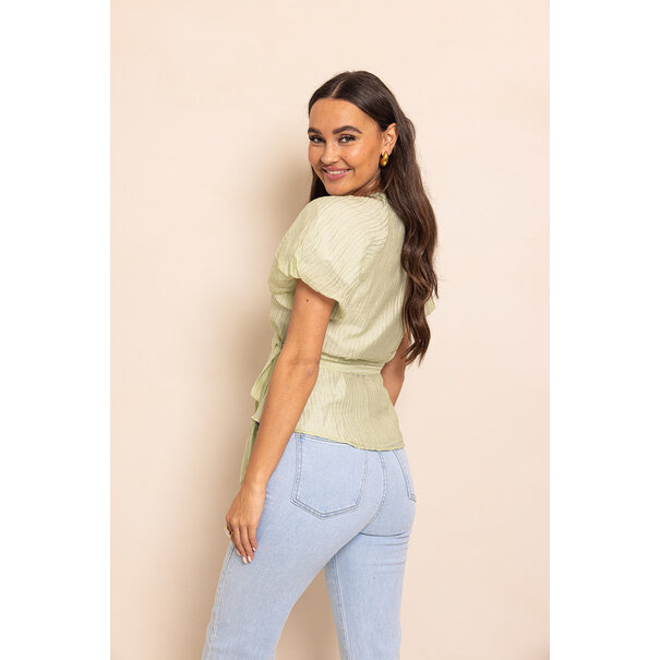 Ellie Wrap Top | Mint Groen