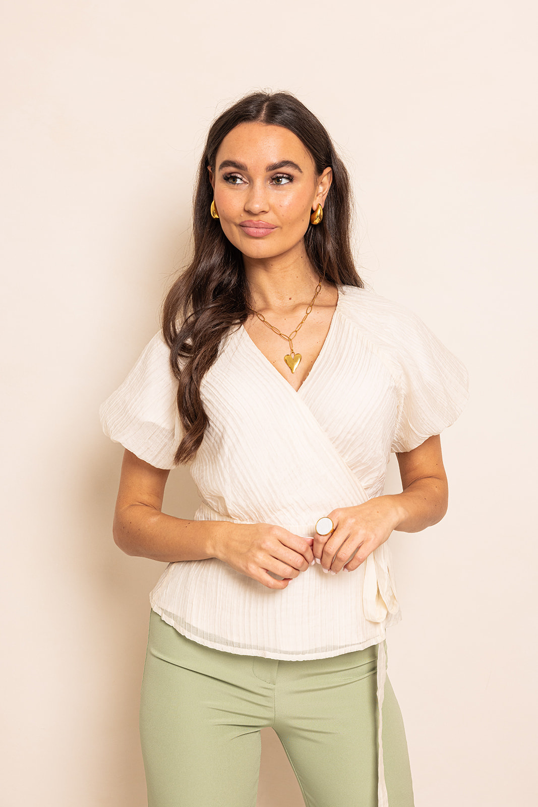 Ellie Wrap Top | Beige