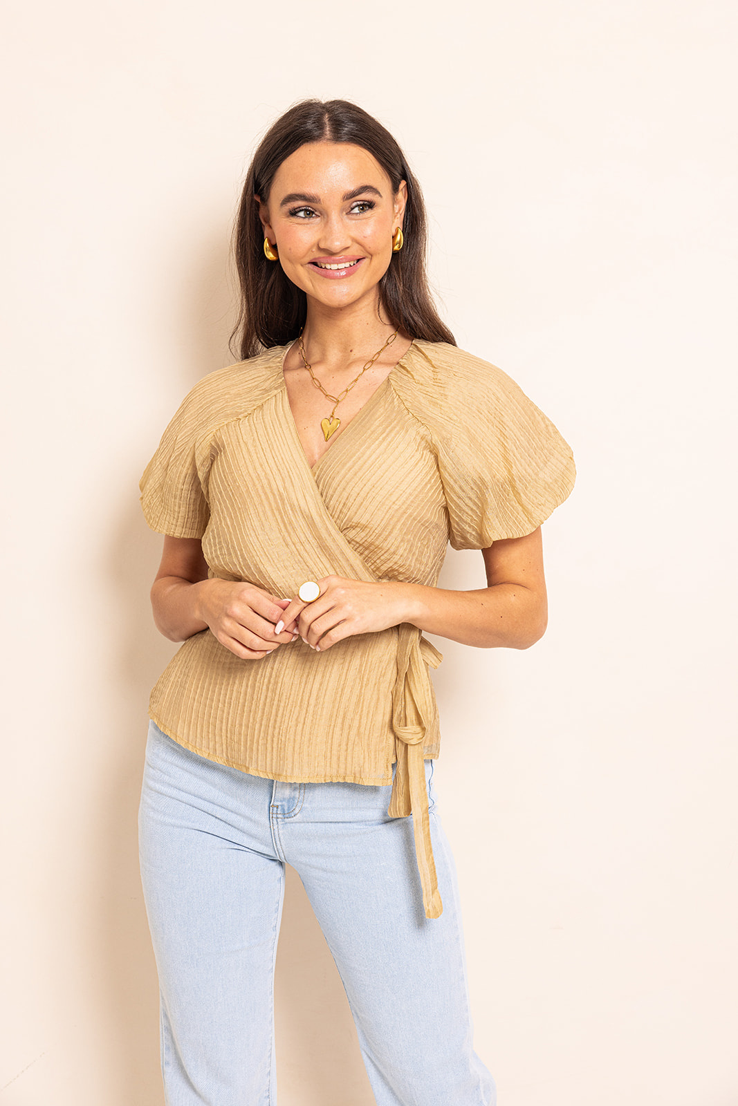 Ellie Wrap Top | Taupe