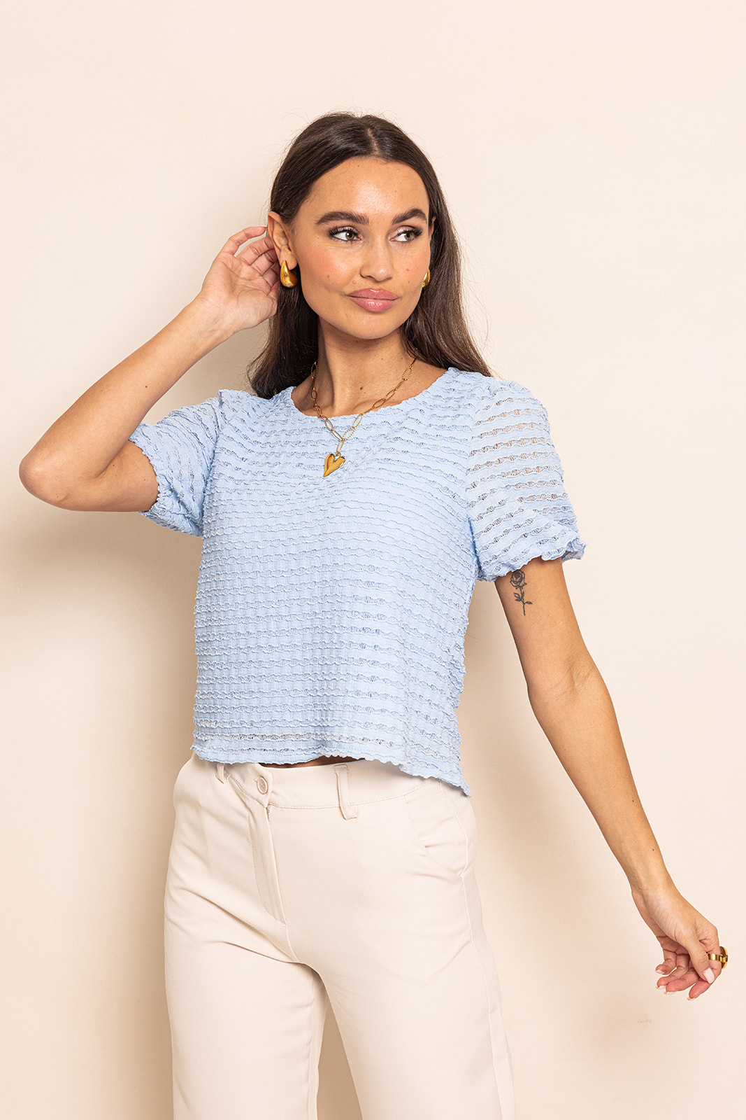 Ella Top | Licht Blauw