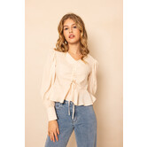 Bo Blouse Met Strikjes | Beige