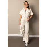 Nora Denim Jumpsuit Met Korte Mouw | Beige