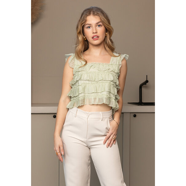 Belle Ruffle Top | Mint Groen