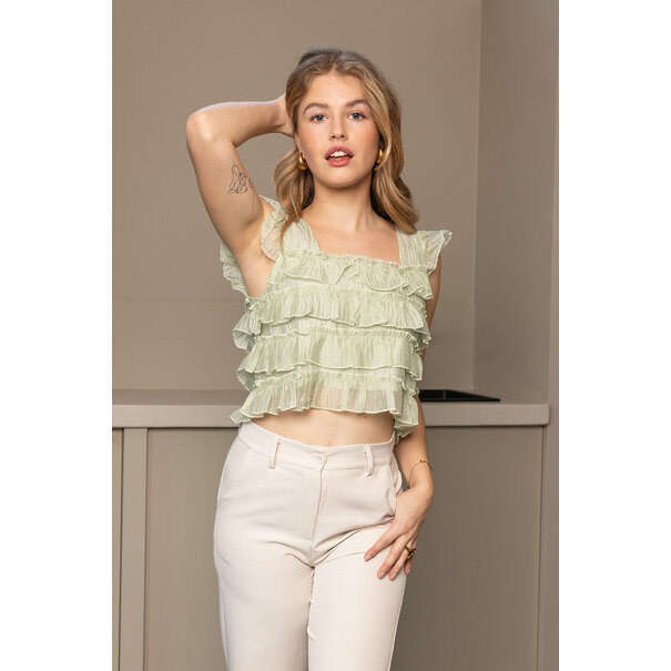 Belle Ruffle Top | Mint Groen