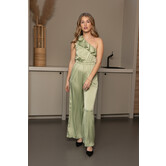 Satijnen One Shoulder Jumpsuit | Groen