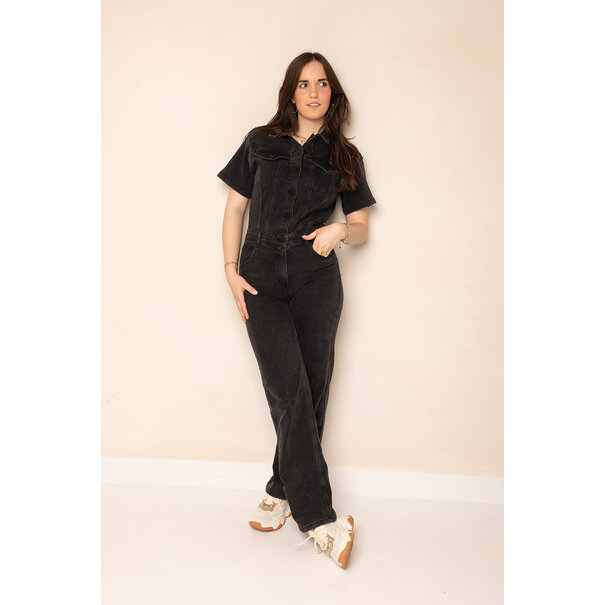 Nora Jumpsuit Met Korte Mouw | Zwart