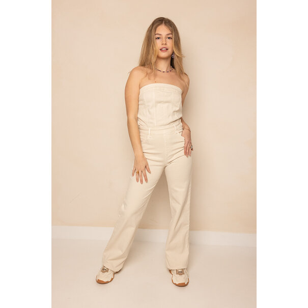 Nora Strapless Jumpsuit | Beige