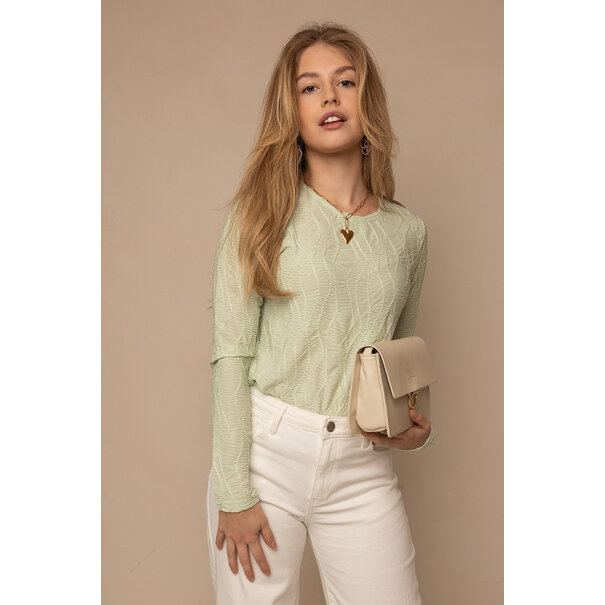 Nora Mesh Longsleeve | Mint Groen