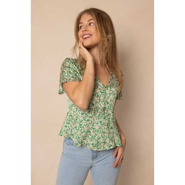 Tess Bloemen Top | Groen