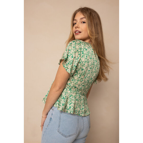 Tess Bloemen Top | Groen