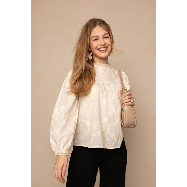 Liva Broderie Blouse | Beige