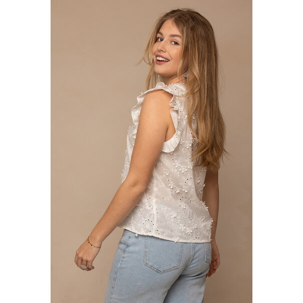 Nina Broderie Top | Wit