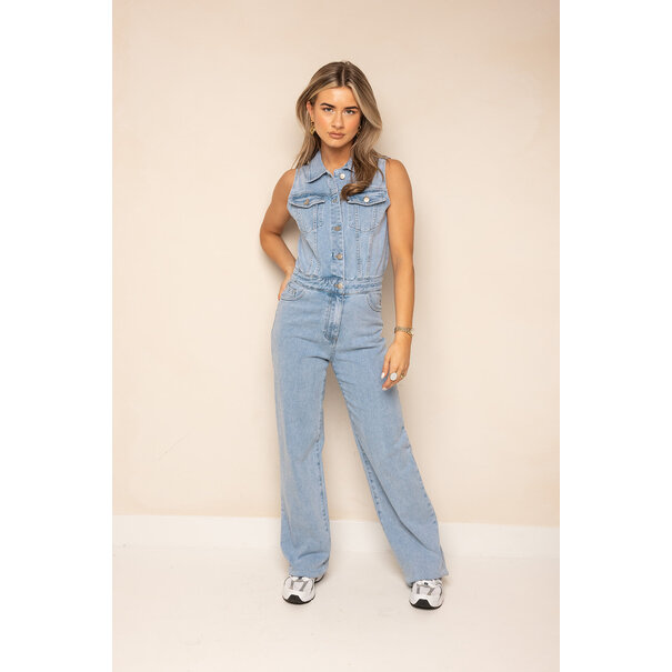 Hannah Denim Jumpsuit | Denim Blauw