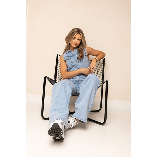 Hannah Denim Jumpsuit | Denim Blauw