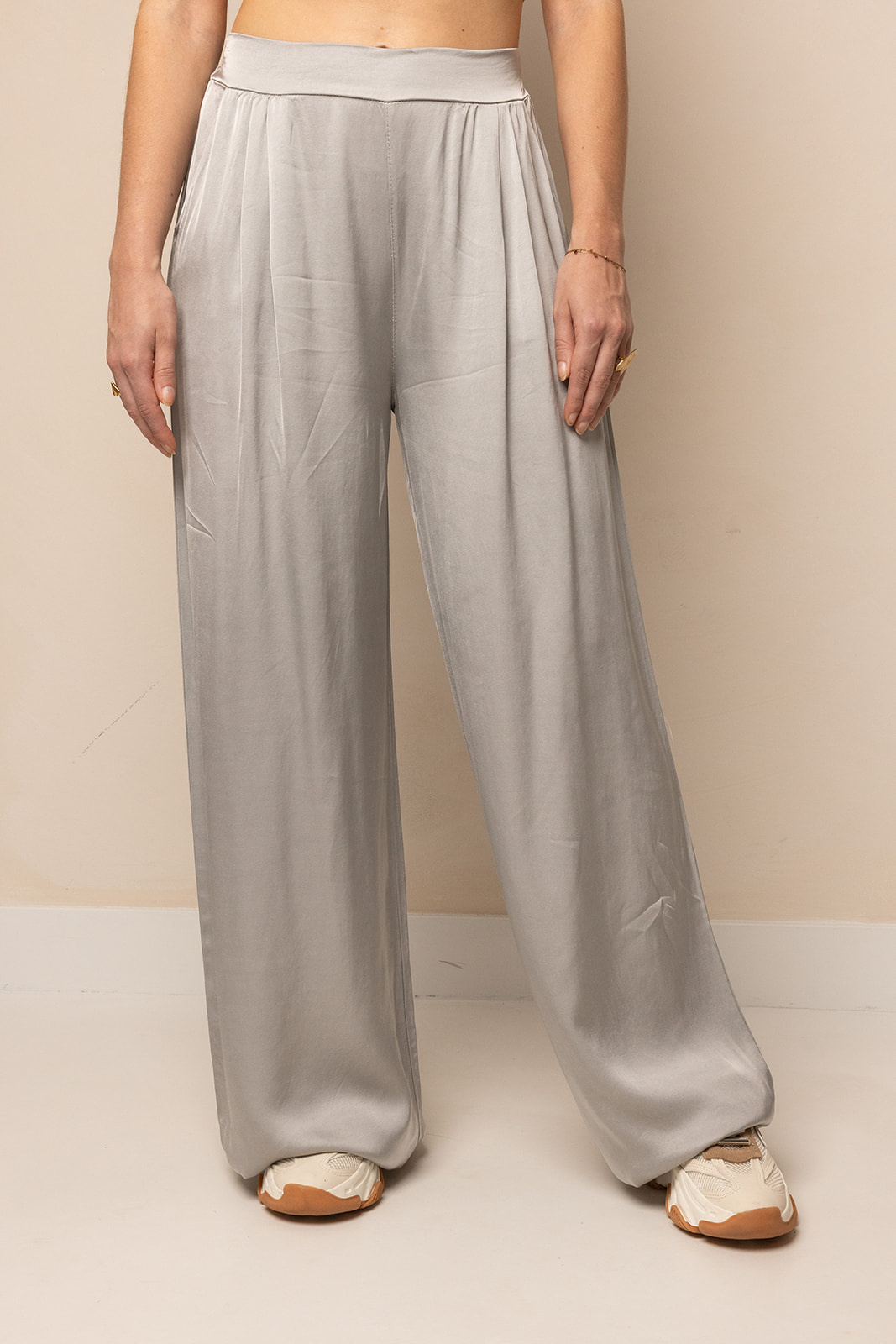 Satin Pantalon | Zilver