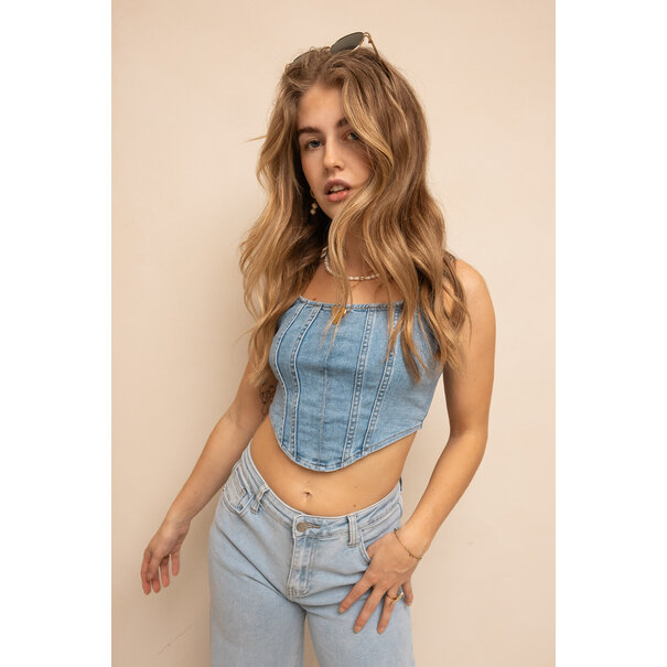 Denim Corset Top | Denim Blauw