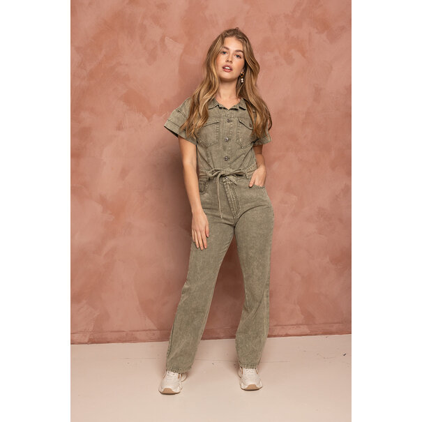 Lexi Denim Jumpsuit Khaki