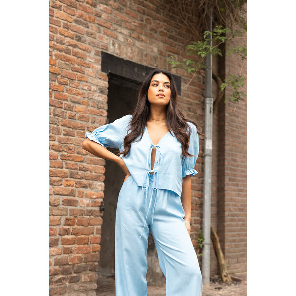 Elivia Linnen Pantalon | Licht Blauw