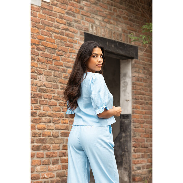 Elivia Linnen Pantalon | Licht Blauw