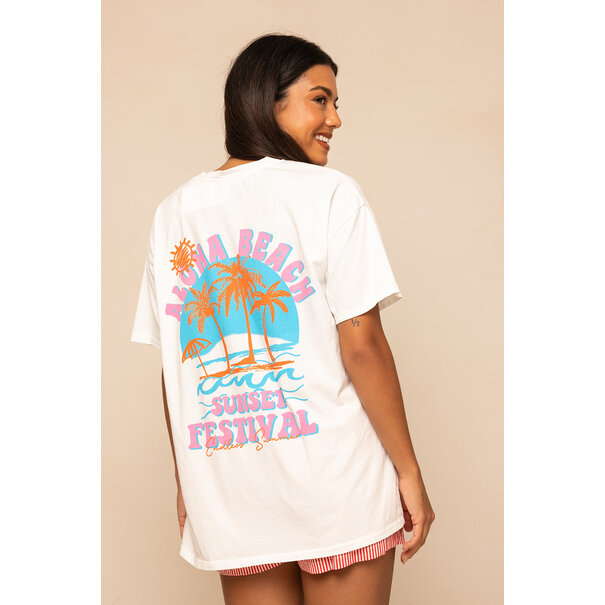 Wit T Shirt Aloha | Roze