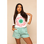 Wit T Shirt zon | Roze/Groen