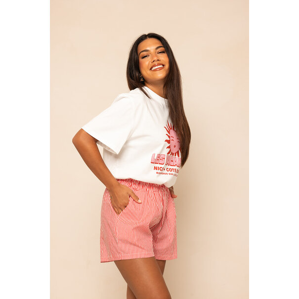 Wit T Shirt zon | Rood/Roze