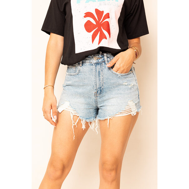 Laurie  Destroyed Short | Denim Blauw
