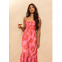 Nola Lange Jurk | Rood/Roze