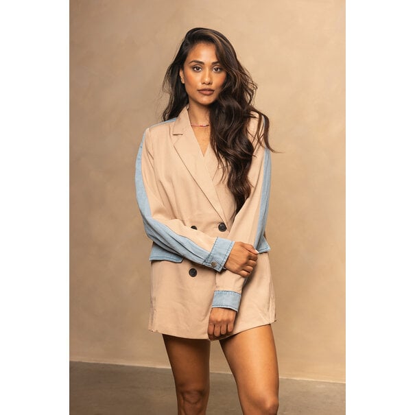 Boss Babe Blazer | Denim/Taupe