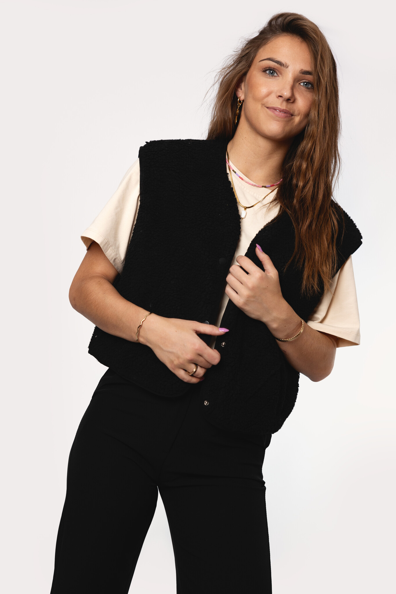 Teddy Gilet | Zwart