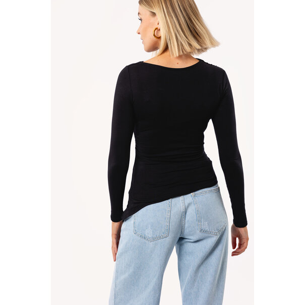 Lani Gesmokte Top | Zwart