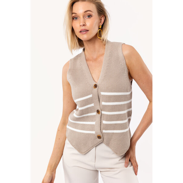 Liv Spencer Gilet | Taupe/Wit