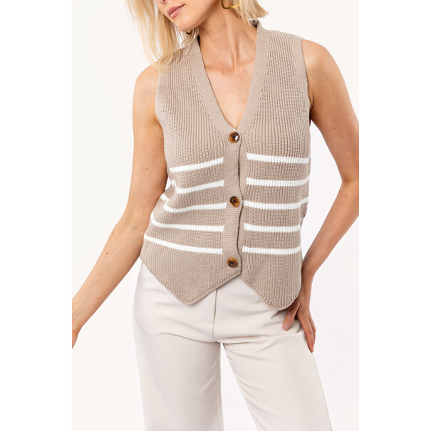 Liv Spencer Gilet | Taupe/Wit