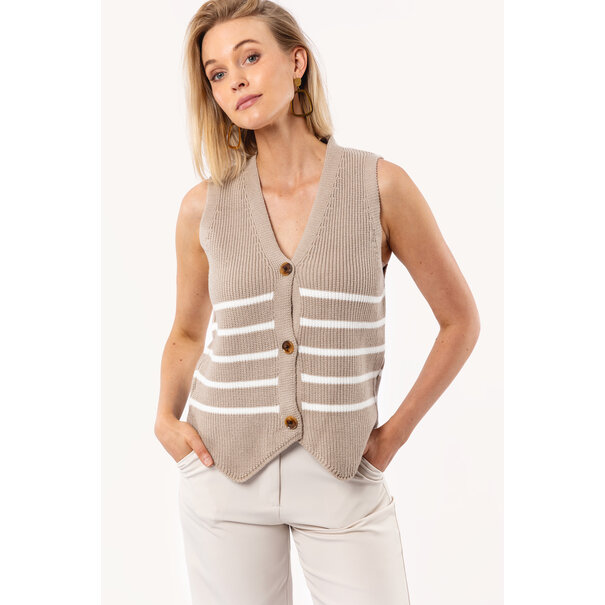 Liv Spencer Gilet | Taupe/Wit