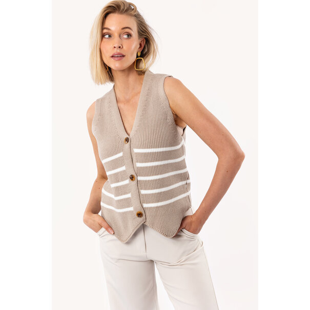 Liv Spencer Gilet | Taupe/Wit