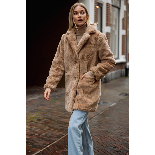 Florine imitatie bontjas | Camel