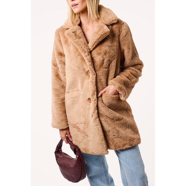 Florine imitatie bontjas | Camel