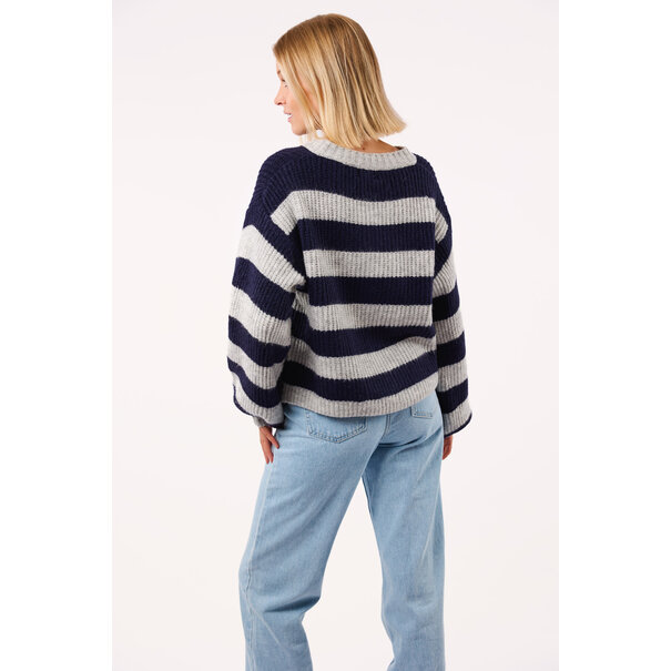 Sarah Gestreept Vest | Navy/Grijs