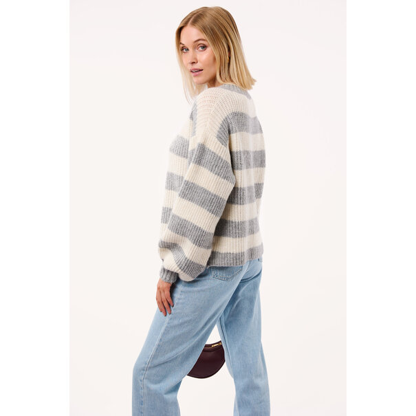 Sarah Gestreept Vest | Grijs/Wit