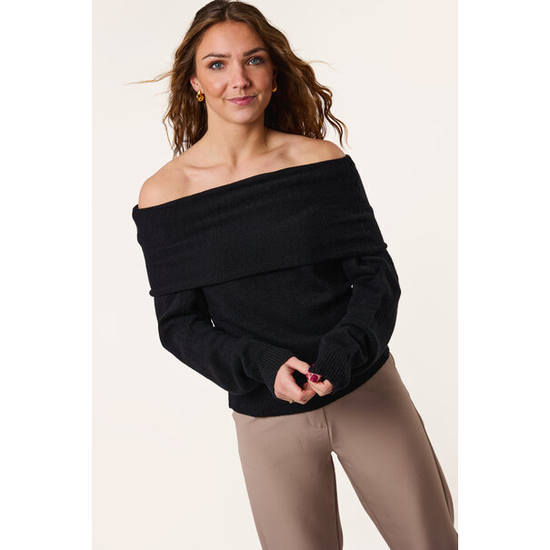 Ruby off shoulder trui | Zwart